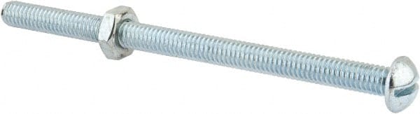Value Collection - 5/16-18 UNC, 5" Length Under Head Slotted Drive Machine Screw - Round Head, Grade 2 Steel, Zinc-Plated Finish, Without Washer - Exact Tooling