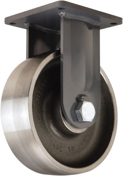 Hamilton - 12" Diam x 4" Wide x 15-1/2" OAH Top Plate Mount Rigid Caster - Forged Steel, 20,000 Lb Capacity, Tapered Roller Bearing, 8-1/2 x 8-1/2" Plate - Exact Tooling