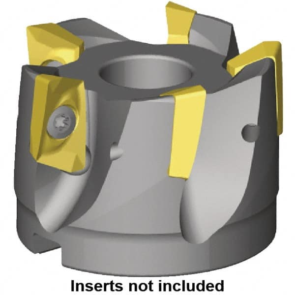 Kennametal - 9 Inserts, 80mm Cut Diam, 27mm Arbor Diam, 14.2mm Max Depth of Cut, Indexable Square-Shoulder Face Mill - 0/90° Lead Angle, 50mm High, ED.T 1404.. Insert Compatibility, Through Coolant, Series Mill 1-14 - Exact Tooling