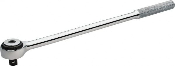 Proto - 1/2" Drive Round Head Standard Ratchet - Chrome Finish, 16" OAL, 72 Gear Teeth, Standard Head - Exact Tooling