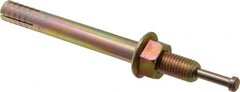 Wej-It - 3/4" Diam, 3/4" Drill, 7-1/2" OAL, 1-3/4" Min Embedment Hammer Drive Concrete Anchor - 1018 Iron (Pin)/Steel (Body), Zinc Yellow Dichromate Finish, Hex Nut Head, Hex Drive - Exact Tooling