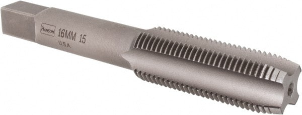 Irwin - M16x1.50 Metric Fine 2B 4 Flute Bright Finish Carbon Steel Straight Flute Standard Hand Tap - Plug, Right Hand Thread, Oversize - Exact Tooling