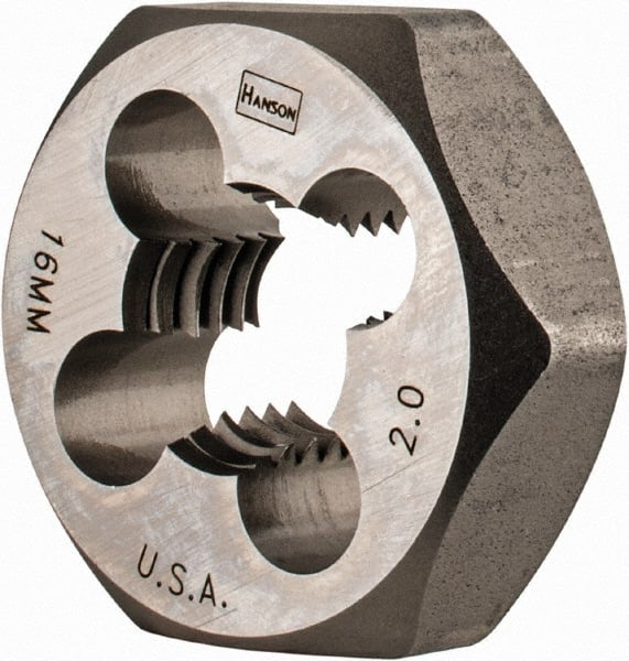 Irwin - M16x2.00 Metric Coarse Thread, 1-7/16" Hex, Right Hand Thread, Hex Rethreading Die - Carbon Steel - Exact Tooling