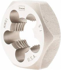 Irwin - M18x1.50 Metric Fine Thread, 1-7/16" Hex, Right Hand Thread, Hex Rethreading Die - Carbon Steel - Exact Tooling