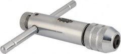 Irwin - 1/4 to 1/2" Tap Capacity, T Handle Tap Wrench - Ratcheting, 4" OAL - Exact Tooling