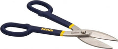Irwin - 2-3/4" Length of Cut, Straight Pattern Tinner's Snip - 12-3/4" OAL, Vinyl Handle, 20 AWG Steel Capacity - Exact Tooling