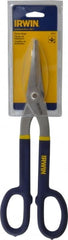 Irwin - 2-3/4" Length of Cut, Straight Pattern Tinner's Snip - 12-3/4" OAL, Vinyl Handle, 22 AWG Steel Capacity - Exact Tooling