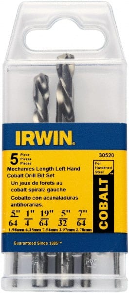 Irwin - 5/64 to 19/64", 135° Point, Bright Finish Cobalt Maintenance Length Drill Bit Set - Exact Tooling