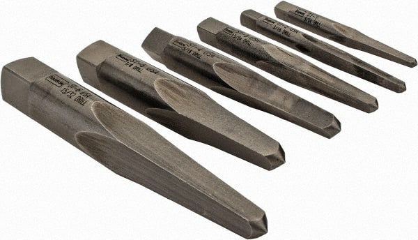 Irwin - 6 Piece Straight Flute Screw Extractor Set - #1 to #6 Size Range - Exact Tooling