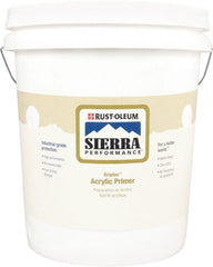 Rust-Oleum - 5 Gal White Water-Based Acrylic Enamel Primer - 180 to 545 Sq Ft Coverage, 0 gL Content, Quick Drying, Interior/Exterior - Exact Tooling
