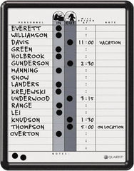 Quartet - 14" High x 11" Wide Magnetic Dry Erase In/Out - Porcelain, Includes Water-Soluble Ink Marker, Magnetic In/Out Circles, Magnetic Name Strips, Self-Stick Vinyl Letters & Wet-Erase Magnetic Remark Strips - Exact Tooling