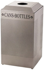 Rubbermaid - 29 Gal Silver Square Recycling Container - Steel, 32-3/8" High x 18-1/2" Long x 18-1/2" Wide - Exact Tooling