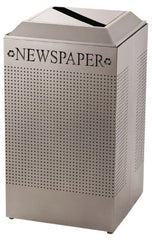 Rubbermaid - 29 Gal Silver Square Recycling Container - Steel, 32-3/8" High x 18-1/2" Long x 18-1/2" Wide - Exact Tooling