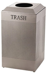 Rubbermaid - 29 Gal Silver Square Recycling Container - Steel, 32-3/8" High x 18-1/2" Long x 18-1/2" Wide - Exact Tooling