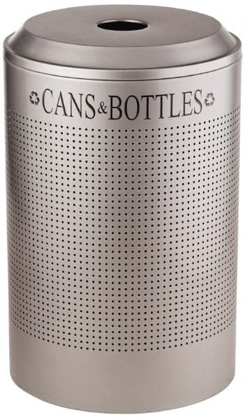Rubbermaid - 26 Gal Silver Round Recycling Container - Steel, 30-7/8" High - Exact Tooling