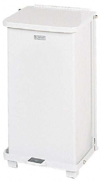 Rubbermaid - 12 Gal Square Unlabeled Trash Can - 23" High x 12" Long x 12" Wide, White, Steel - Exact Tooling