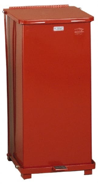 Rubbermaid - 24 Gal Square Unlabeled Trash Can - 30" High x 15" Long x 15" Wide, Red, Steel - Exact Tooling