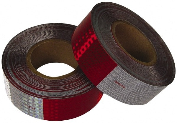 NMC - 50 Yard x 2 Inch Polyester Safety Tape - Red and White, Solid Color, Adhesive Back - Exact Tooling
