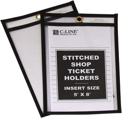 C-LINE - 25 Piece Clear Stitched Shop Ticket Holder - 8" High x 5" Wide - Exact Tooling
