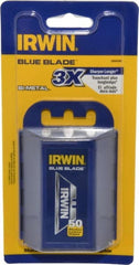 Irwin - 50 Piece Bi-Metal Utility Knife Blade - 2-3/8" OAL - Exact Tooling