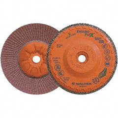 WALTER Surface Technologies - 60 Grit, 5" Disc Diam, 5/8-11 Center Hole, Zirconia Alumina Flap Disc - 8,600 Max RPM, Plastic Backing, Arbor Attaching System, Coated - Exact Tooling
