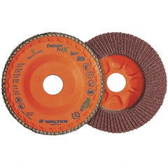 WALTER Surface Technologies - 80 Grit, 4-1/2" Disc Diam, 7/8" Center Hole, Zirconia Alumina Flap Disc - 13,300 Max RPM, Plastic Backing, Arbor Attaching System, Coated - Exact Tooling