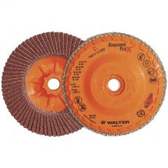 WALTER Surface Technologies - 80 Grit, 7" Disc Diam, 7/8" Center Hole, Zirconia Alumina Flap Disc - 8,600 Max RPM, Plastic Backing, Arbor Attaching System, Coated - Exact Tooling