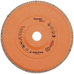 WALTER Surface Technologies - 120 Grit, 7" Disc Diam, 7/8" Center Hole, Zirconia Alumina Flap Disc - 8,600 Max RPM, Plastic Backing, Arbor Attaching System, Coated - Exact Tooling