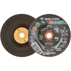 WALTER Surface Technologies - 4-1/2" Diam x 5/8" Hole, 60 Grit Surface Grinding Wheel - Aluminum Oxide, Medium Grade, 13,300 Max RPM - Exact Tooling