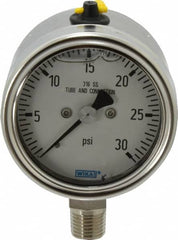 Wika - 2-1/2" Dial, 1/4 Thread, 30 Scale Range, Pressure Gauge - Lower Connection Mount, Accurate to 2-1-2% of Scale - Exact Tooling