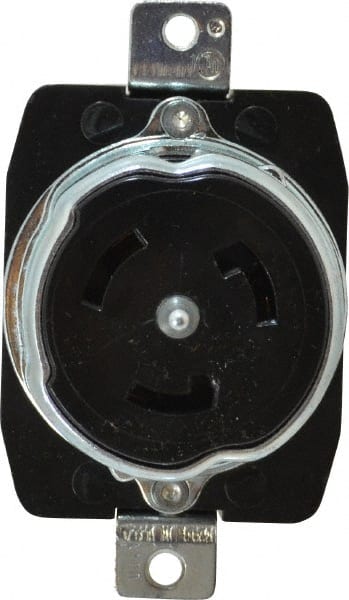 Hubbell Wiring Device-Kellems - 250 VAC, 50 Amp, Self Grounding Receptacle - 3 Poles, 4 Wire, Female End, Black - Exact Tooling