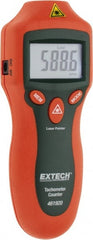 Extech - Accurate up to 0.05%, 0.1 RPM Resolution, Noncontact Tachometer - 6.2992 Inch Long x 2.3622 Inch Wide x 1.6535 Inch Meter Thick, 2 to 99,999 RPM Measurement - Exact Tooling