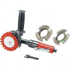 Dynabrade - 4" Wheel Diam, 3,200 RPM, Pneumatic Angle & Disc Grinder - 1/4-20 Spindle, 28 CFM, Rear Exhaust - Exact Tooling