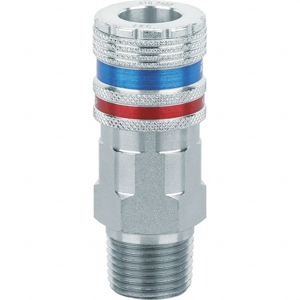 Dynabrade - 1/2 Male NPT Pneumatic Hose Coupler - Steel/Brass, 1/2" Body Diam - Exact Tooling