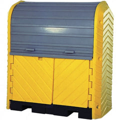 UltraTech - 66 Gal Sump, 4,500 Lb Capacity, 2 Drum, Polyethylene Spill Deck or Pallet - 70" Long x 42" Wide x 75" High, Liftable Fork, Low Profile, Inline Drum Configuration - Exact Tooling