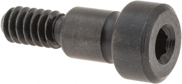 Gibraltar - 1/4" Shoulder Diam x 5/16" Shoulder Length, #10-24 UNC, Hex Socket Shoulder Screw - 1137 Steel, Black Oxide Finish, 3/16" Head Height x 3/8" Head Diam - Exact Tooling