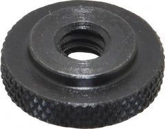 Gibraltar - 1/4-20" UNC Thread, Black Oxide Finish, Steel Round Knurled Check Nut - 7/32" Overall Height, 3/4" Head Diam, 1/2" Base Diam - Exact Tooling