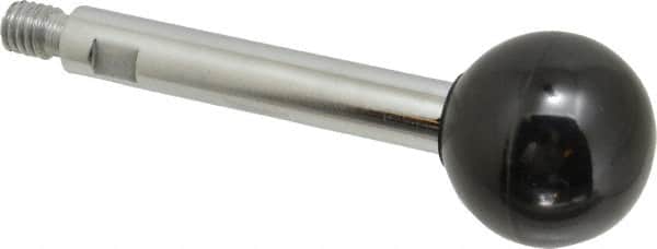 Gibraltar - 3/8-16 Stem, 1-3/8" Knob Diam, 1/2" Shaft Diam, Gear Lever Arm with Ball Knob - 1/2" Thread Length, 3.8" Handle Length, Steel Shaft, Phenolic Knob - Exact Tooling