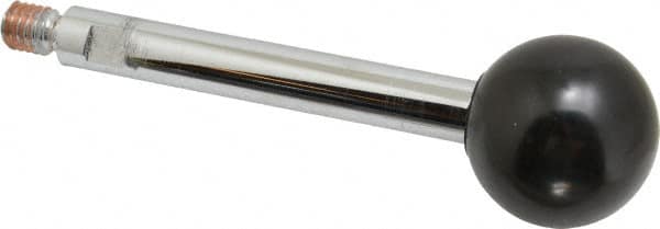 Gibraltar - 3/8-16 Stem, 1-3/8" Knob Diam, 0.47" Shaft Diam, Gear Lever Arm with Ball Knob - 1/2" Thread Length, 4.3" Handle Length, Steel Shaft, Phenolic Knob - Exact Tooling