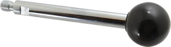Gibraltar - 3/8-16 Stem, 1-3/8" Knob Diam, 1/2" Shaft Diam, Gear Lever Arm with Ball Knob - 1/2" Thread Length, 4.8" Handle Length, Steel Shaft, Phenolic Knob - Exact Tooling