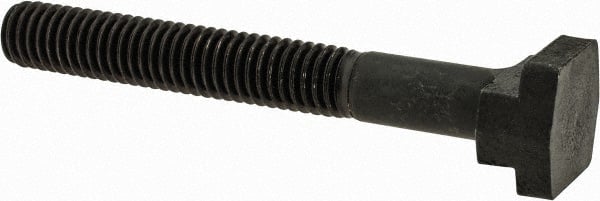 Gibraltar - 3/8-16, 2" Thread Length, 3/8" Slot Width, Black Oxide, Steel T Slot Bolt - 3" Length Under Head, Grade 5, 11/16" Head Width x 3/16" Head Height - Exact Tooling