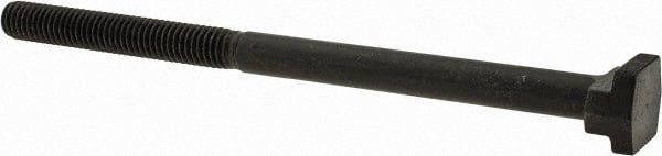 Gibraltar - 3/8-16, 2-1/2" Thread Length, 3/8" Slot Width, Black Oxide, Steel T Slot Bolt - 6" Length Under Head, Grade 5, 11/16" Head Width x 3/16" Head Height - Exact Tooling
