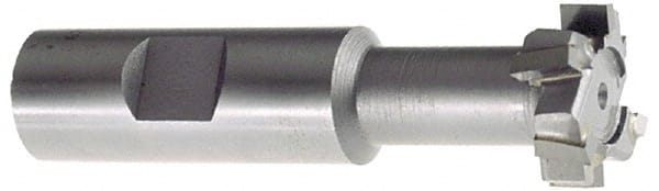Interstate - 25/32" Cut Diam, 21/64" Cut Width, 13/32" Neck Diam, 3/4" Shank Diam, 3-1/4" OAL, M42 Cobalt T-Slot Cutter - Uncoated, 3/8" Bolt, Straight Teeth, 8 Teeth - Exact Tooling