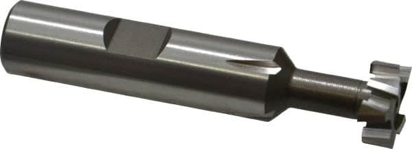 Interstate - 9/16" Cut Diam, 15/64" Cut Width, 17/64" Neck Diam, 1/2" Shank Diam, 2-19/32" OAL, M42 Cobalt T-Slot Cutter - Uncoated, 1/4" Bolt, Straight Teeth, 8 Teeth - Exact Tooling