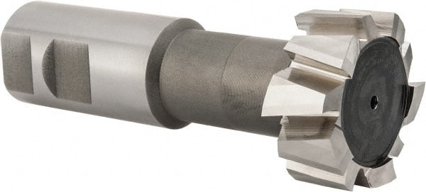 Interstate - 1-27/32" Cut Diam, 53/64" Cut Width, 1-1/32" Neck Diam, 1-1/4" Shank Diam, 4-13/16" OAL, M42 Cobalt T-Slot Cutter - Uncoated, 1" Bolt, Straight Teeth, 10 Teeth - Exact Tooling