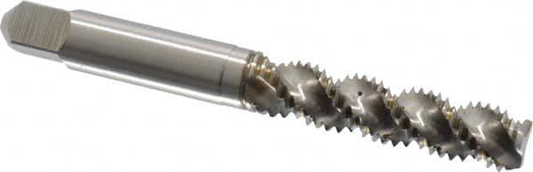 Hertel - M8x1.25 Metric Coarse 3 Flute 6H Bottoming Spiral Flute Tap - High Speed Steel, 2-23/32" OAL, Right Hand Flute, Right Hand Thread, D5 - Exact Tooling