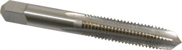 Hertel - M10x1.50 Metric Coarse 6H 4 Flute Bright Finish High Speed Steel Straight Flute Standard Hand Tap - Plug, Right Hand Thread, 2-15/16" OAL, D6 Limit - Exact Tooling