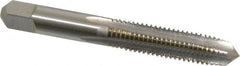 Hertel - M10x1.50 Metric Coarse 6H 4 Flute Bright Finish High Speed Steel Straight Flute Standard Hand Tap - Plug, Right Hand Thread, 2-15/16" OAL, D6 Limit - Exact Tooling