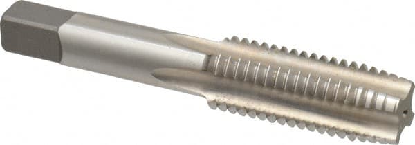 Hertel - M18x2.50 Metric Coarse 4 Flute Bright Finish High Speed Steel Straight Flute Standard Hand Tap - Plug, Right Hand Thread, 4-1/32" OAL, D7 Limit - Exact Tooling