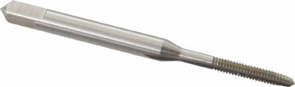 Hertel - #2-56 UNC 2B 2 Flute Bright Finish High Speed Steel Straight Flute Standard Hand Tap - Plug, Right Hand Thread, 1-3/4" OAL, H2 Limit - Exact Tooling